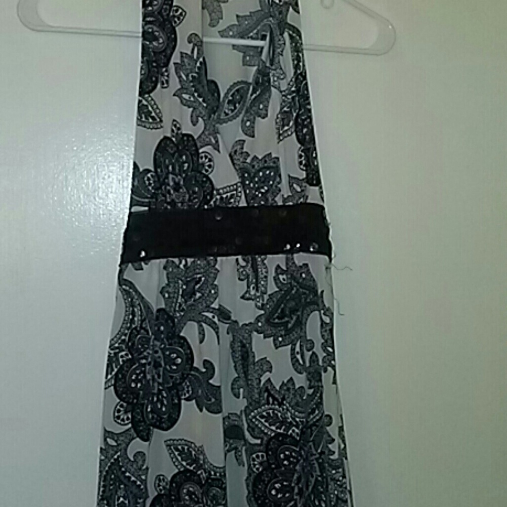 Charlotte Russe tie back sequined edged top